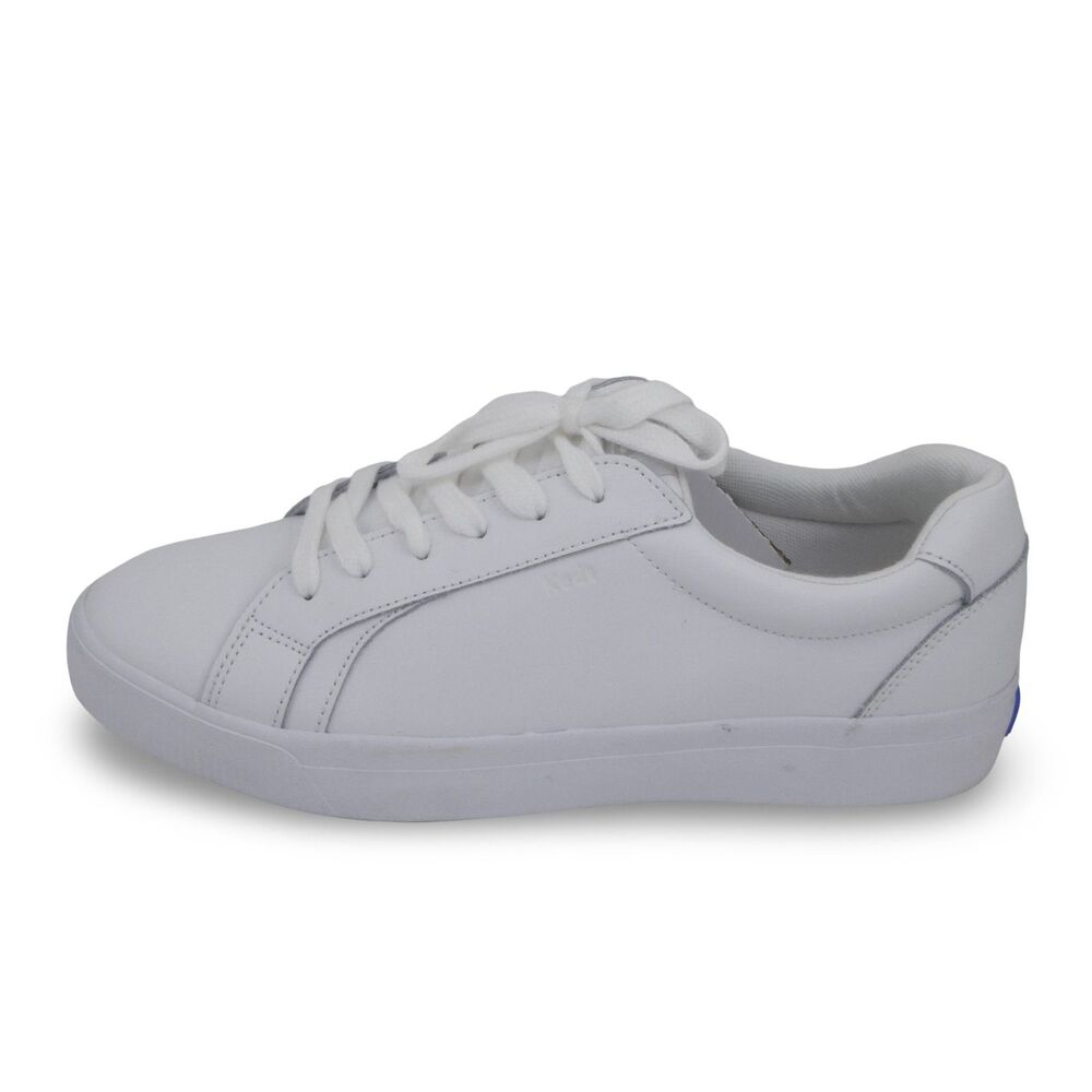 Keds Women's US 9.5 Pursuit Lace Up White Leather with Blue Accent NWOB